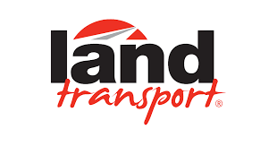 The logo for land transport is black and red.