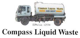 A white liquid waste truck with the company name Compass Liquid Waste, and phone number 0408 068557.