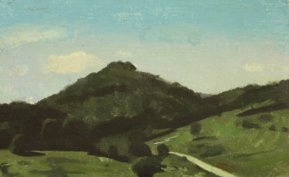 Painting of Cottanello, morning light by Conrad Frankel at Olivier Cornet Gallery