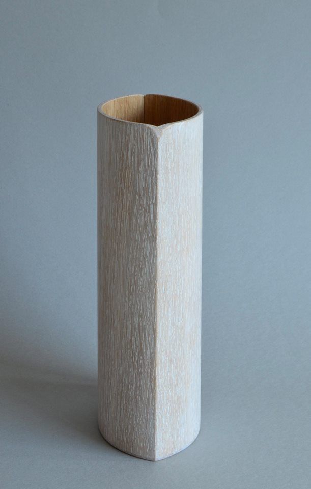 Vessel in limed oak by Hugh Cummins at Olivier Cornet Gallery