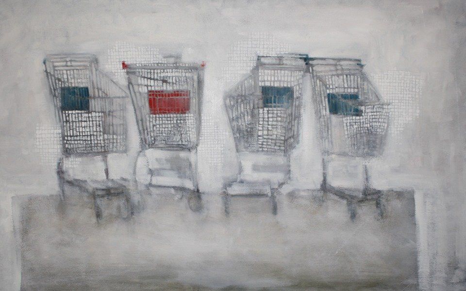Painting of Empty trolleys by Miriam McConnon at Olivier Cornet Gallery