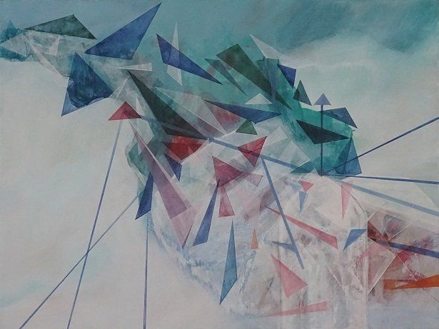 Nickie Hayden, Origami Sky, painting, Olivier Cornet Art Gallery Dublin