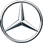 A close up of a mercedes benz logo on a white background.