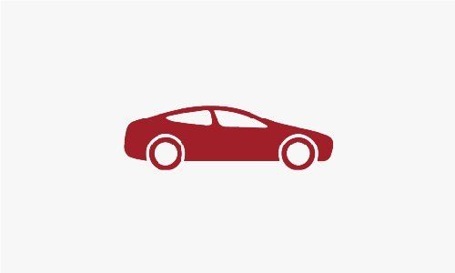 Ein rotes Autosymbol auf weißem Hintergrund.
