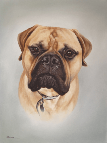Bullmastiff oil painting