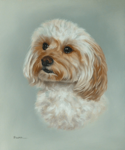 Dog oil painting
