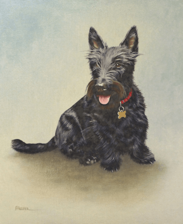 Scottish terrier oil painting