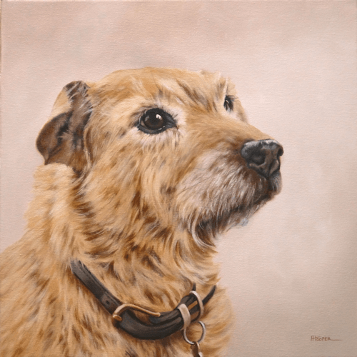Scruffy terrier oil painting