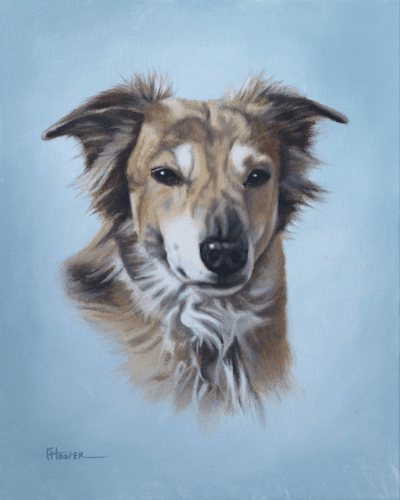 Dog oil painting