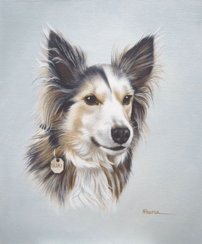 Dog oil painting