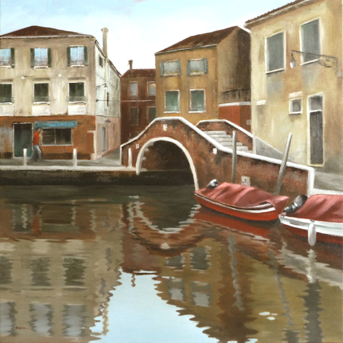 Sunday Morning Stroll, Venice oil painting