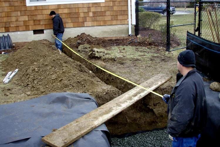 Measuring The Drainage — Thornwood, NY — Harry Hudd Architectural Landscapes