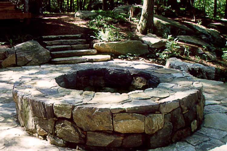 Huge Stones On Firepit — Thornwood, NY — Harry Hudd Architectural Landscapes