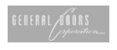General Doors Logo for General Doors Corporation. Text is white on a gray rectangular background.