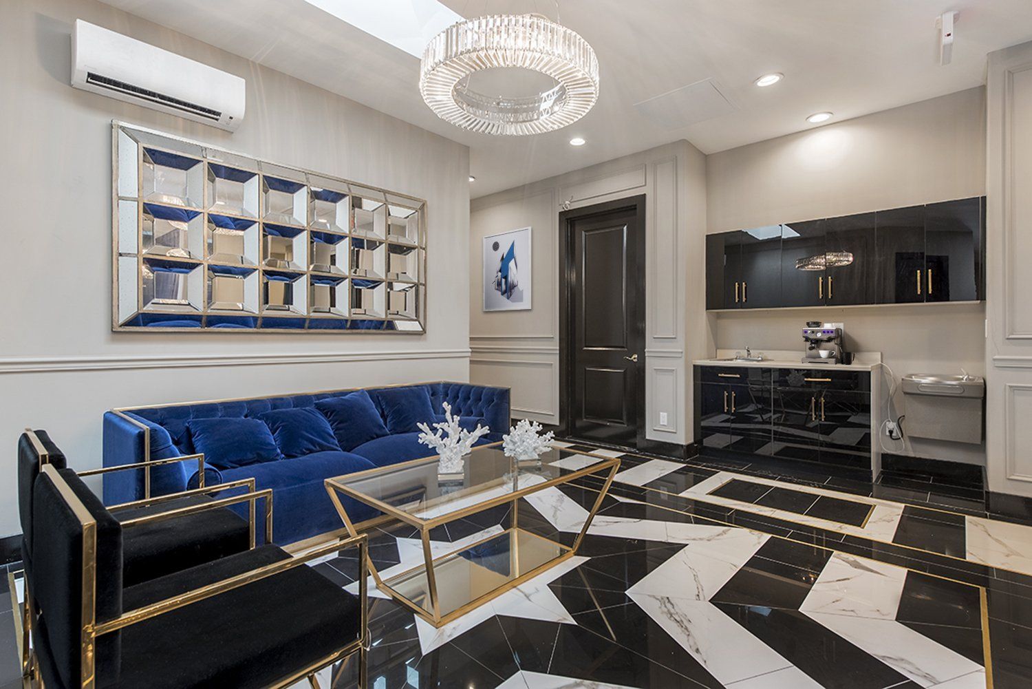 Elegant lobby and kitchen in office building in Great Neck, NY