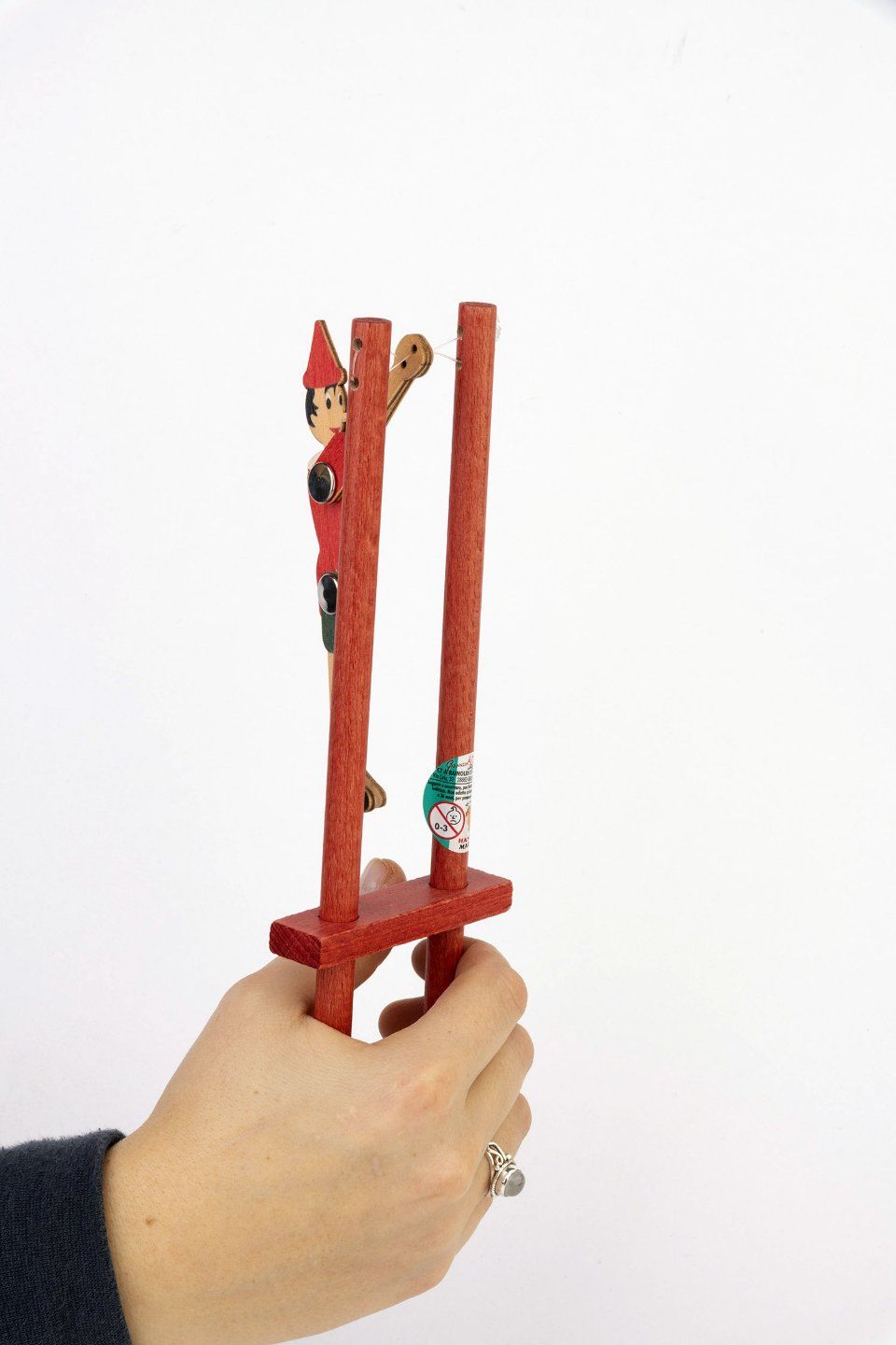 Wooden Pinocchio acrobat puppet