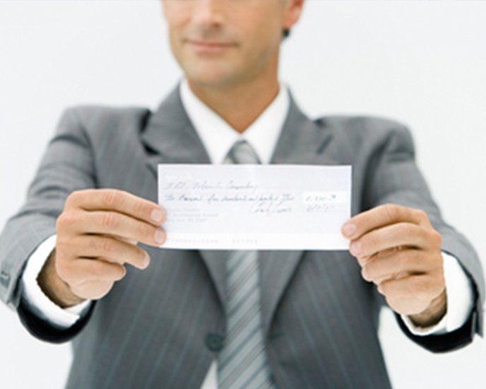 man with check