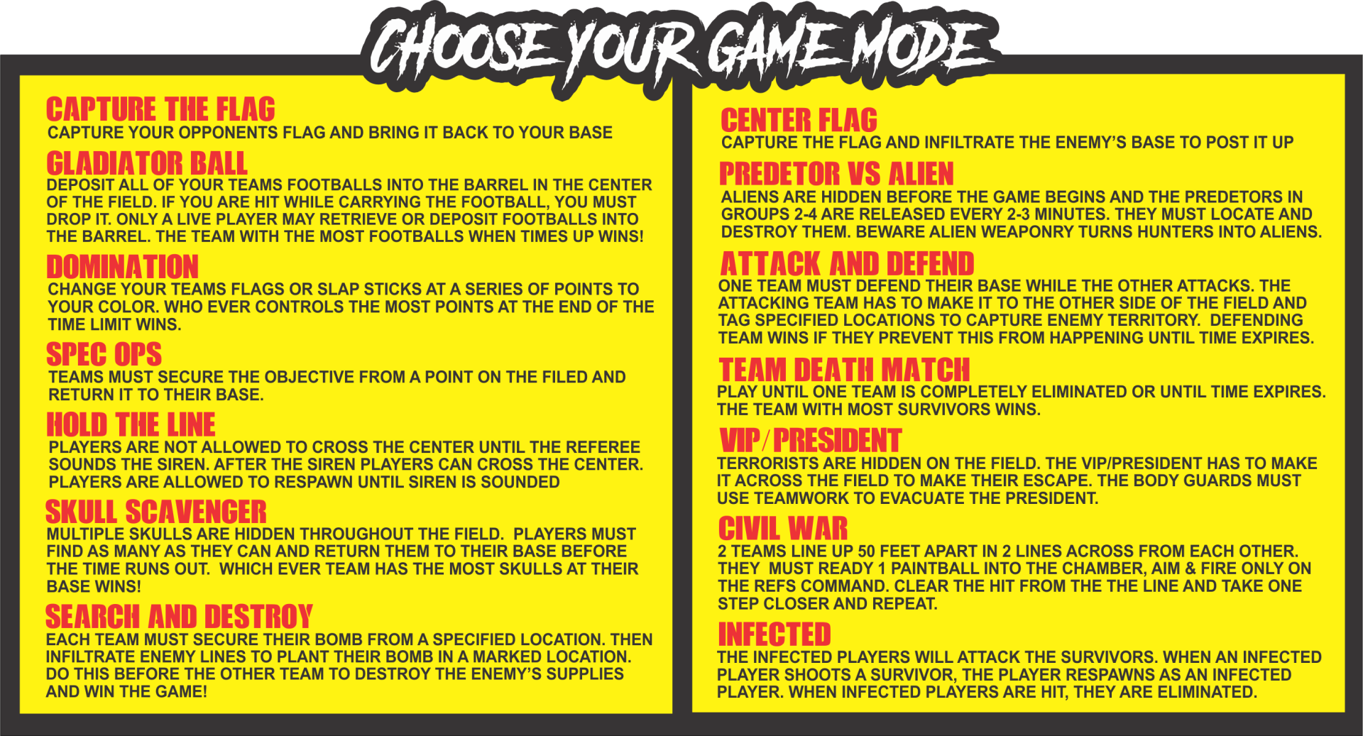 A helpful way to choose your game of play Choose Your Game Mode Menu