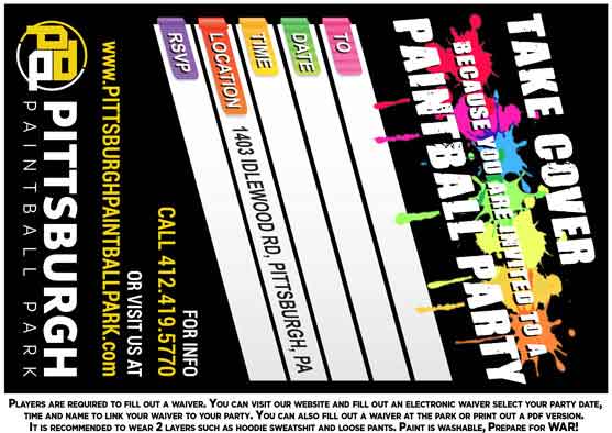 Paintball Party Invitation Preview
