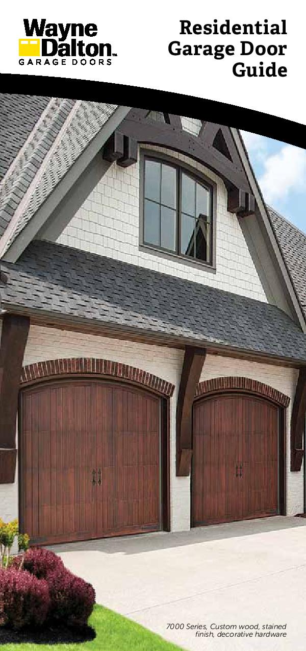A residential garage door guide for wayne dalton shows a house with two garage doors.