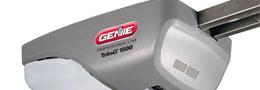 A close up of a genie garage door opener on a white background.