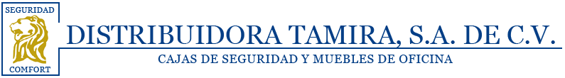 Logotipo de Distribuidora Tamira, SA de CV, empresa dedicada a la venta de cajas de seguridad y muebles de oficina.