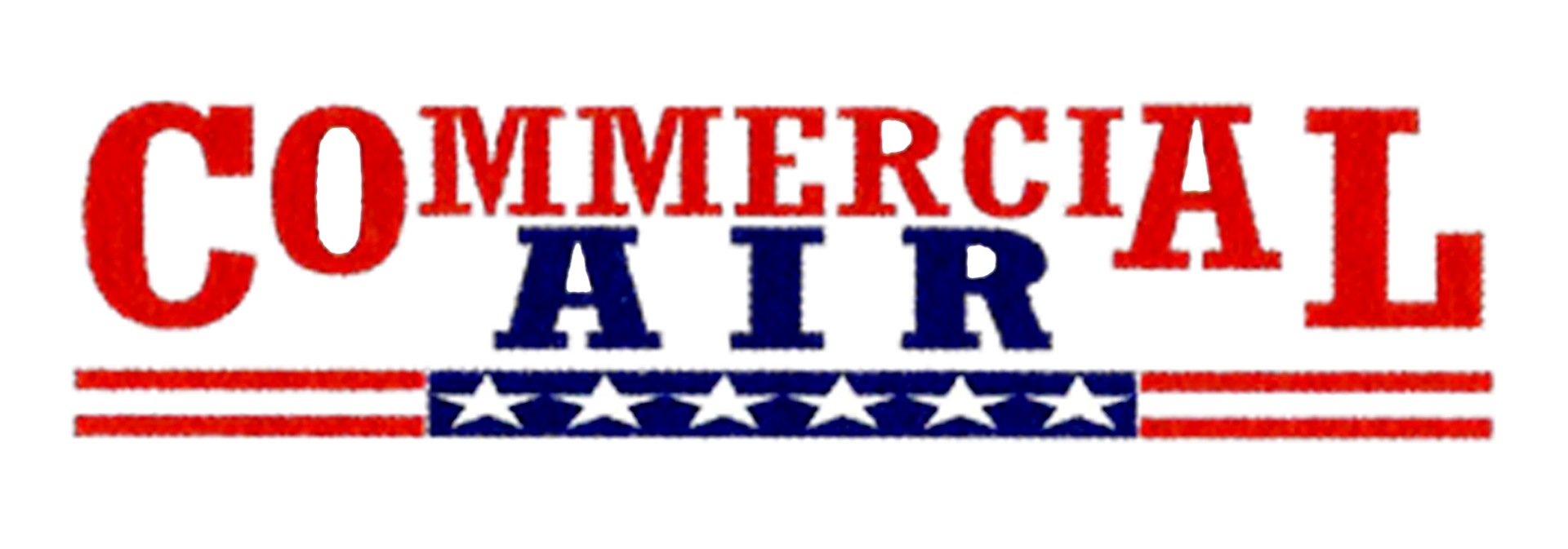 Commercial Air logo in red and blue with stars and stripes styling