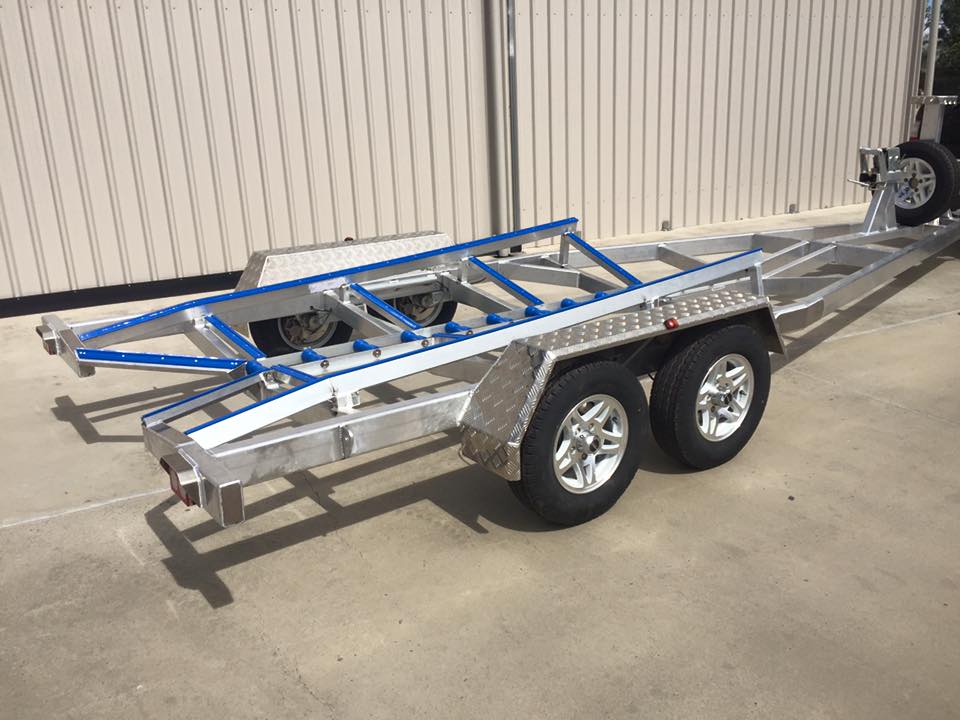 sideview shot of boat trailer