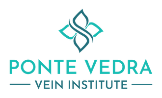 Logo for Ponte Vedra Vein & Aesthetics: turquoise emblem above text; white background. Logo for Ponte Vedra Vein & Aesthetics: turquoise emblem above text; white background.