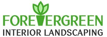 Logo for Forevergreen Interior Landscaping, green text and plant icon.