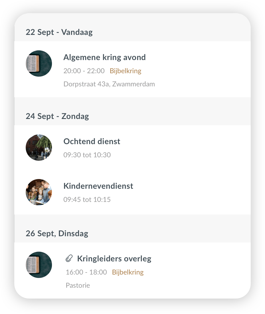 agenda in de kerk app