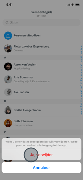 Gemeentelijst bevestig verwijderen