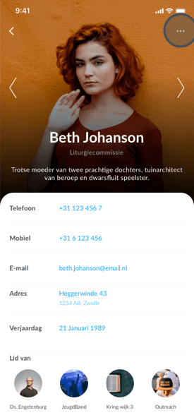 Profielpagina in de app