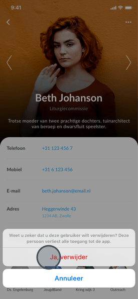 Profielpagina na selecteren verwijderen