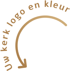 Pijl die wijst naar plek waar kerk logo moet staan