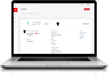 Tampilan untuk lacak status order dan detail pesanan