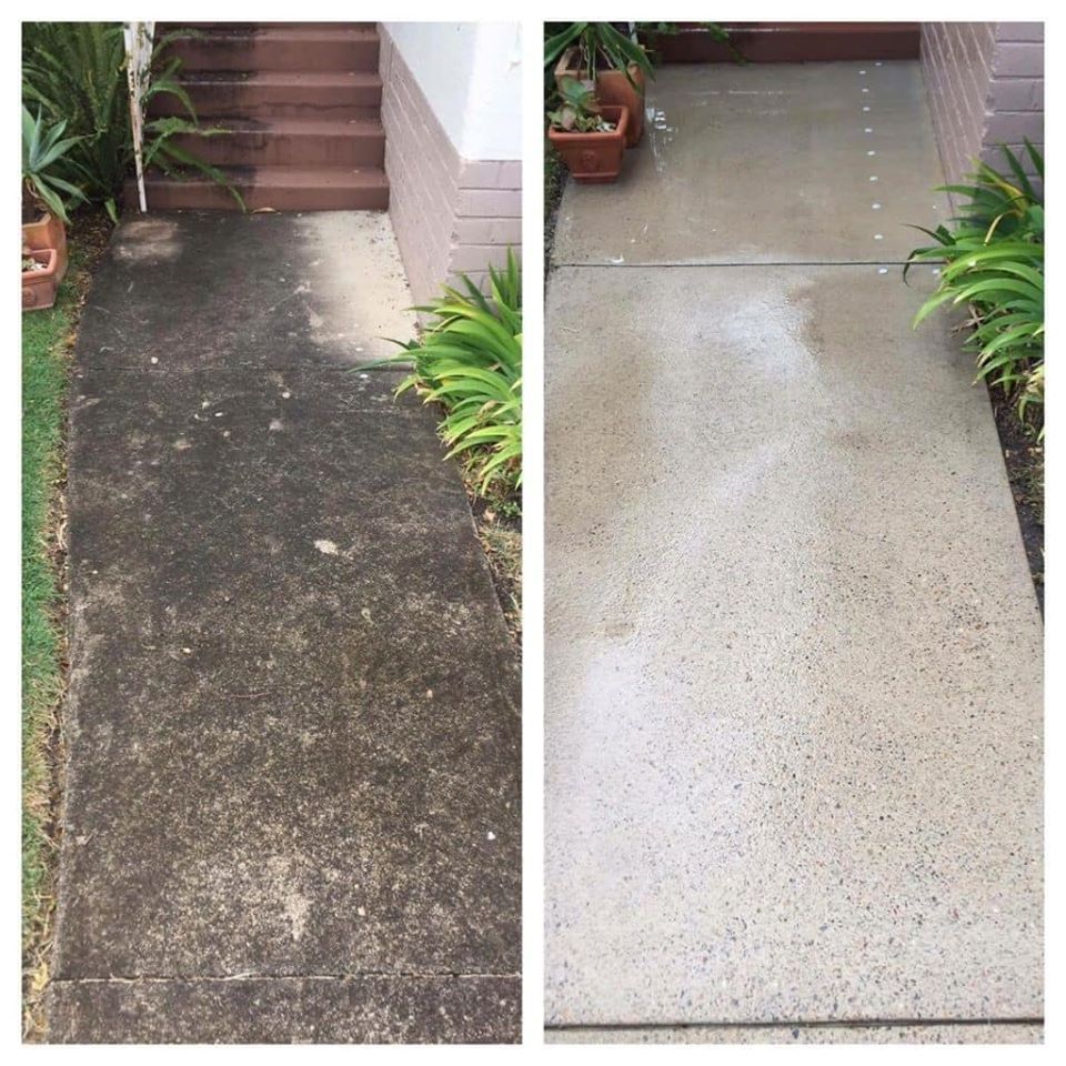 Before and After Concrete Pathway — Egg Harbor Township, NJ — EV Lawn and Landscape