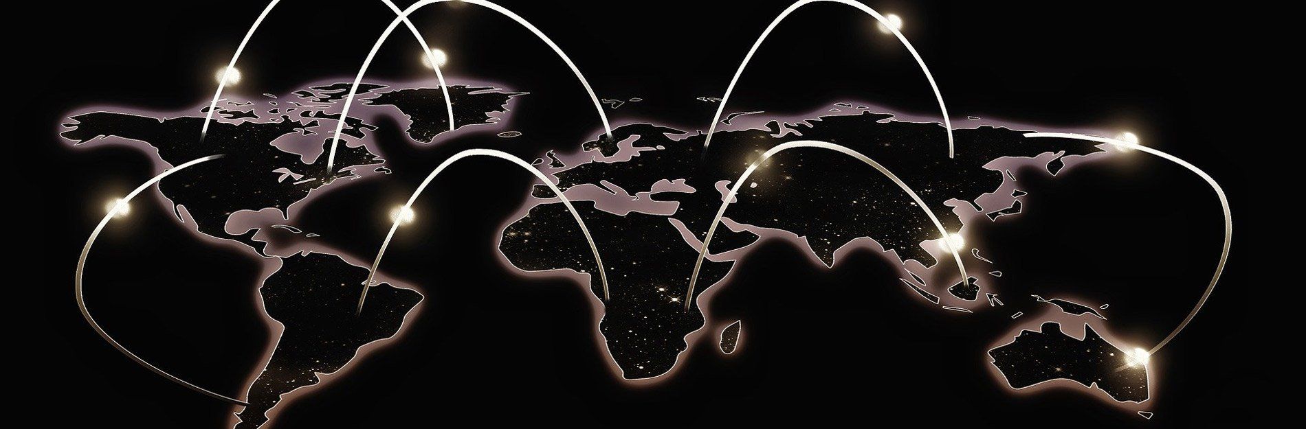 A map of the world with lines connected to it