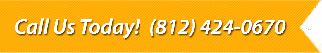 Call Us Today! (812) 424-0670. Yellow banner with white text and a right-pointing arrow.