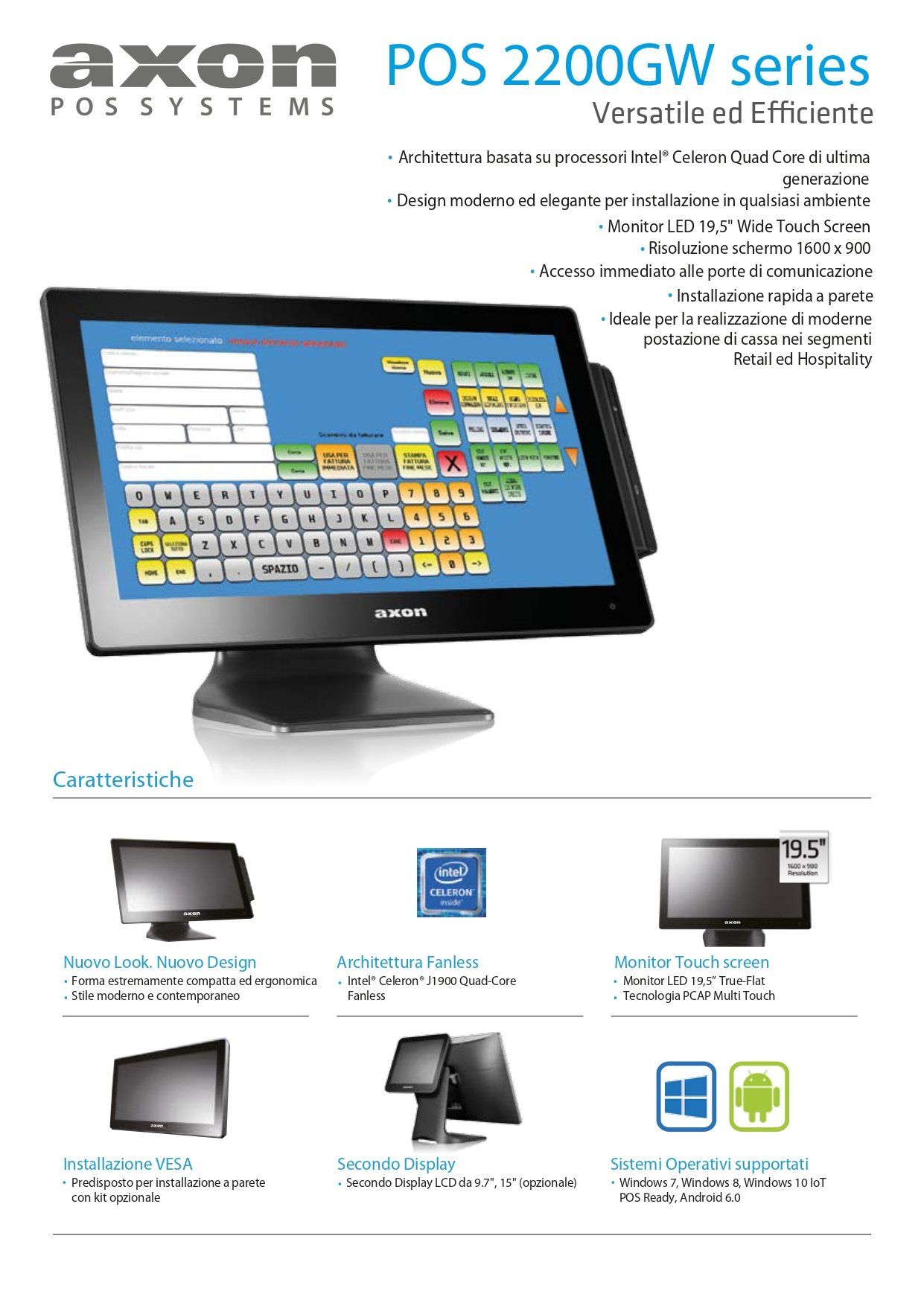 Una brochure per la serie axon pos2200gw