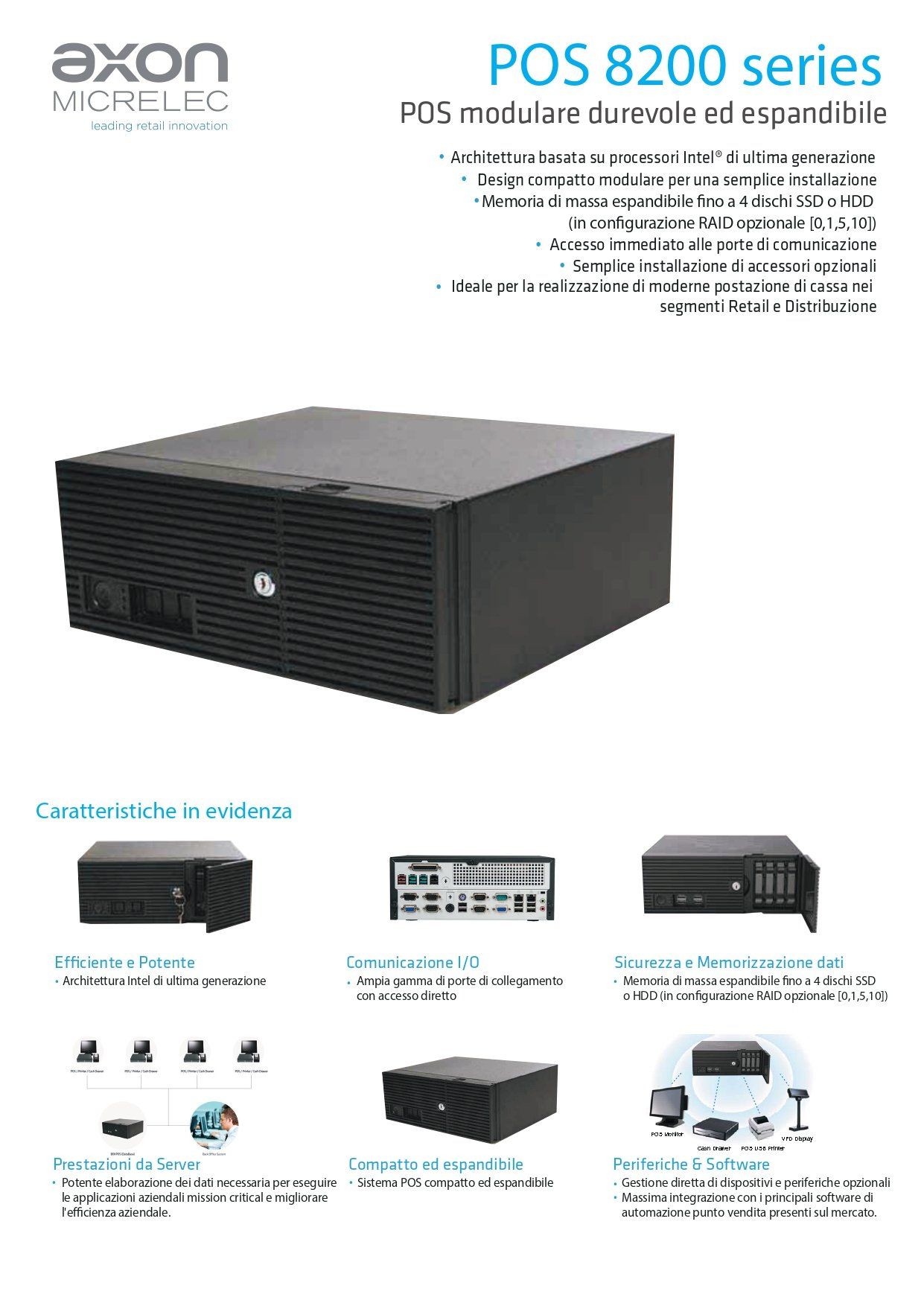 È una brochure per la serie axon pos 8200.