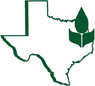 A map of texas with a wheat plant and a drop of water.