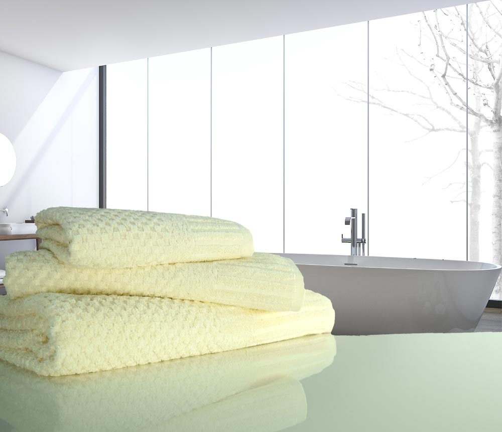 waffle ivory towels