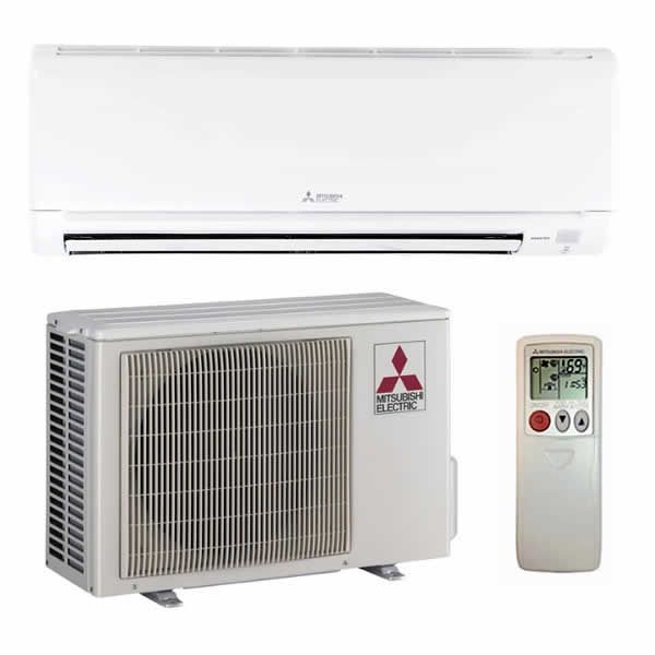 A mitsubishi air conditioner with a remote control