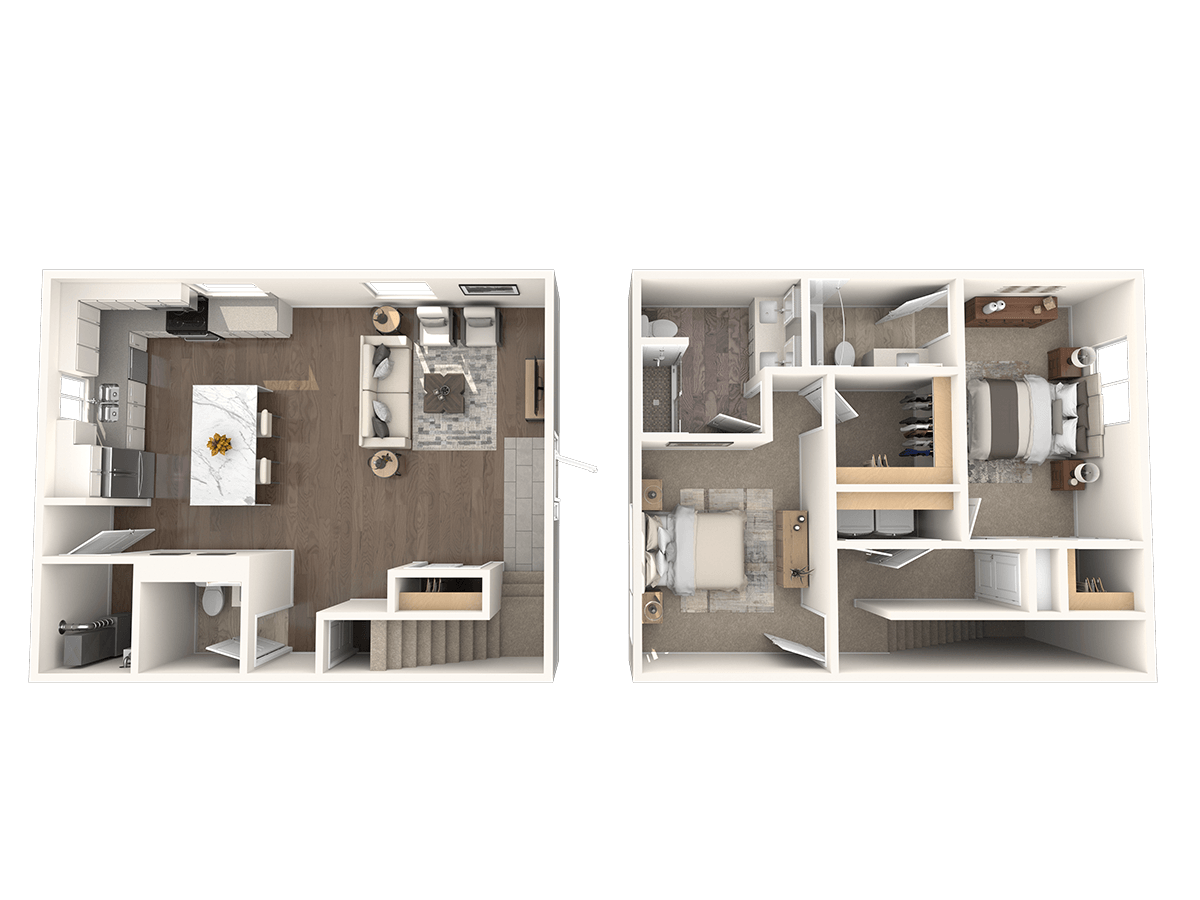 2-bedroom townhome floorplan 