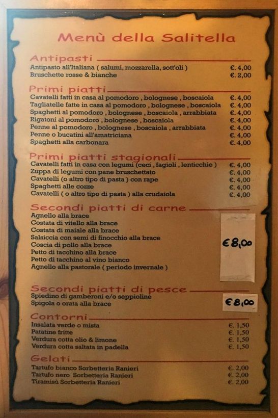 Menu carta