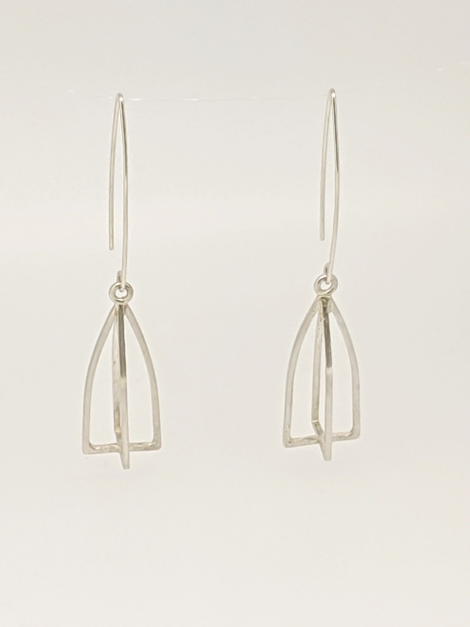 Long sterling silver cathedral earrings