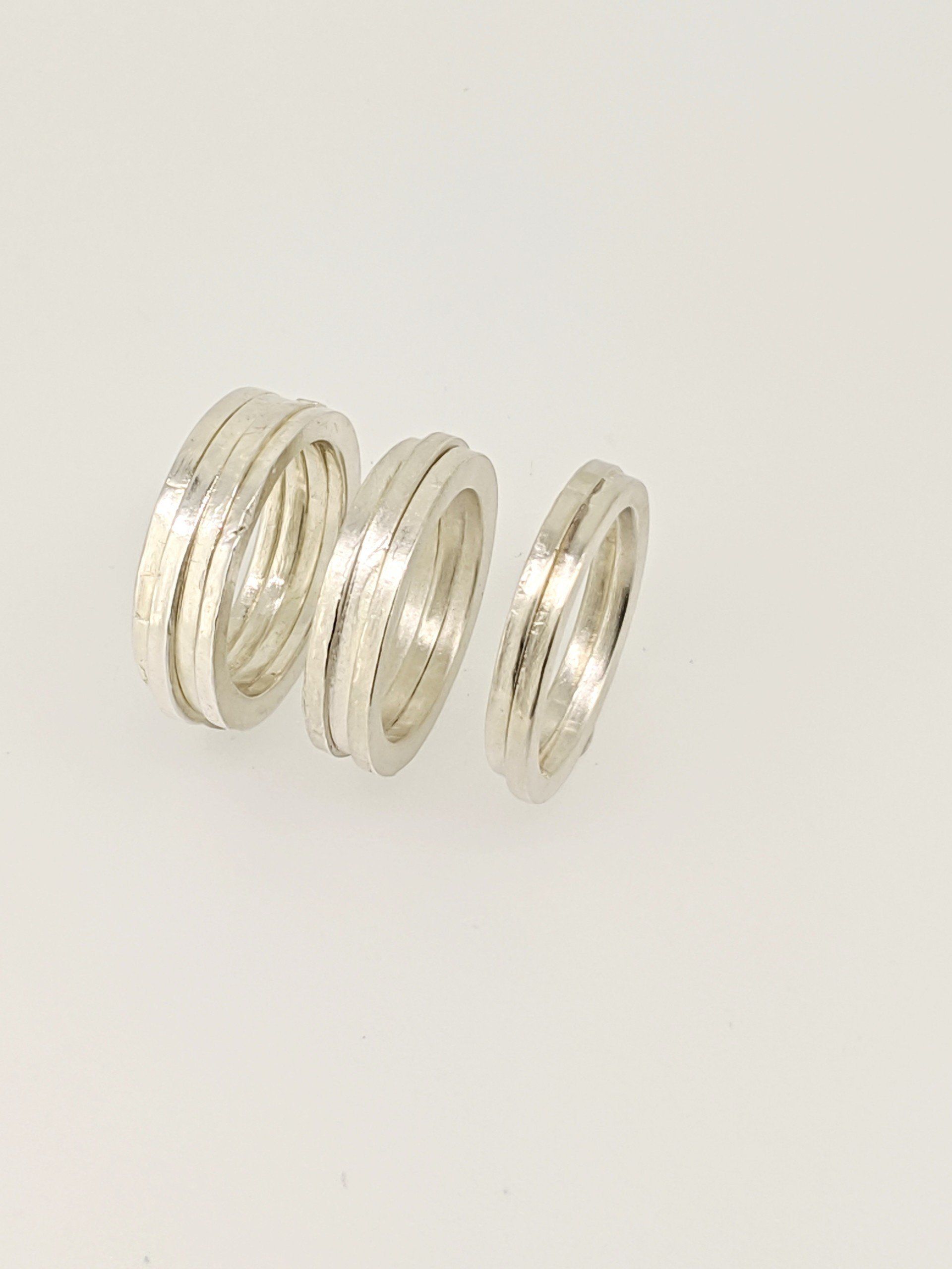 Stacked rings in sterling silver and fine silver