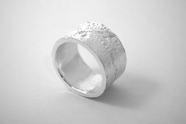 Thick, fine silver heavily textured ring