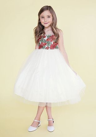 White With Rose Design Short Children’s Dress — Hartford, CT — Casa Tony